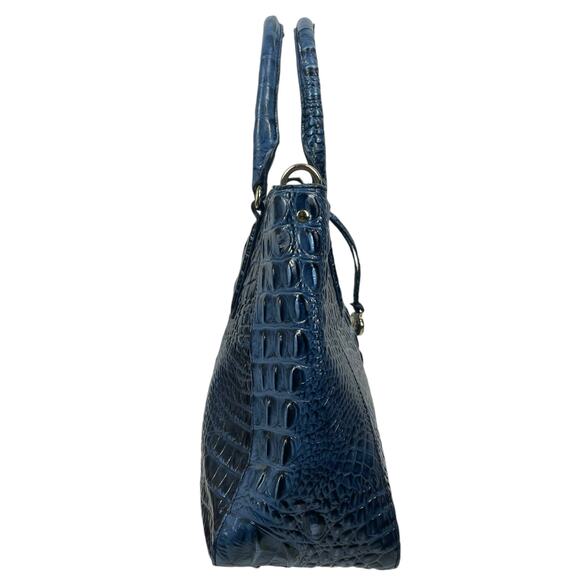 Brahmin Small Irene Leather Satchel Bag Maritime Blue Croc Embossed - Picture 3 of 12